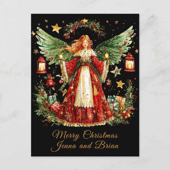 Christmas Angel personalized Holiday Postcard Helg Vykort (Framsida)