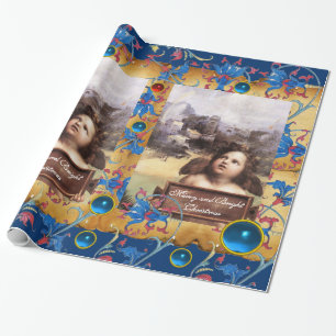 CHRISTMAS ANGEL, RED BLUE BLOMMIGT PARCHMENT OCH G PRESENTPAPPER