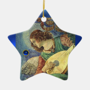 CHRISTMAS ANGEL SKAPAR MUSIC Blue Gem Stone Star Julgransprydnad Keramik