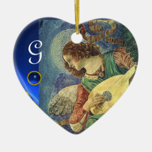 CHRISTMAS ANGEL SKAPAR MUSIC Heart GemMonogram Julgransprydnad Keramik