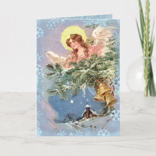 CHRISTMAS ANGEL & SNÖFLINGOR av SHARON SHARPE Helgkort