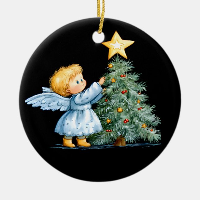 Christmas Angel Sweet and Heartfelt Personalize Julgransprydnad Keramik (Framsidan)