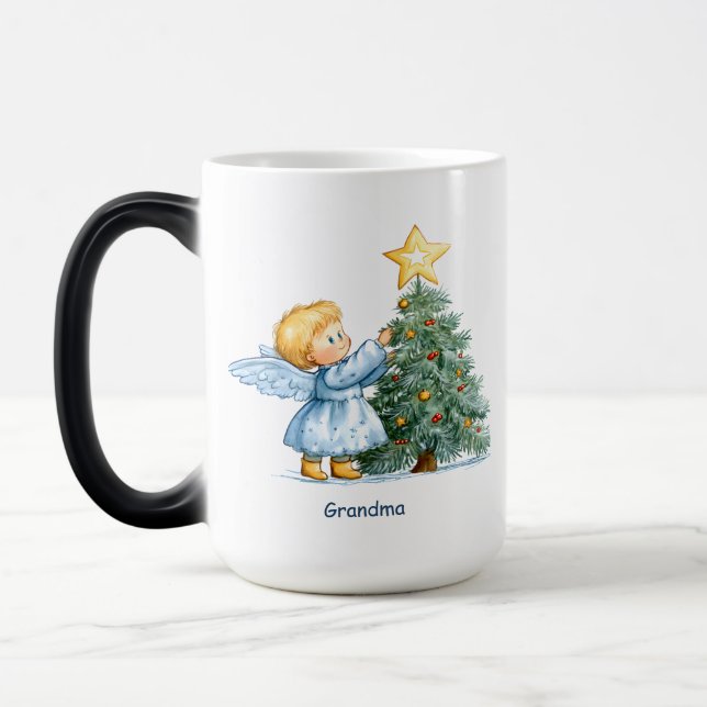 Christmas Angel Sweet  Heartfelt Personalize Magisk Mugg (Vänster)