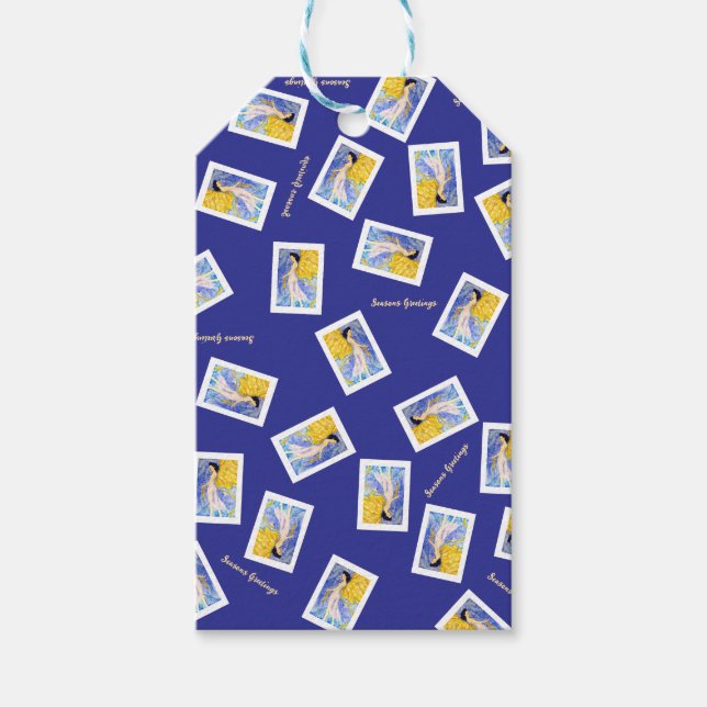 Christmas Angel Winter Snow Maureen Girard Presentetikett (Framsidan)