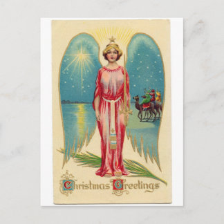 Christmas angel with decorative wings helg vykort