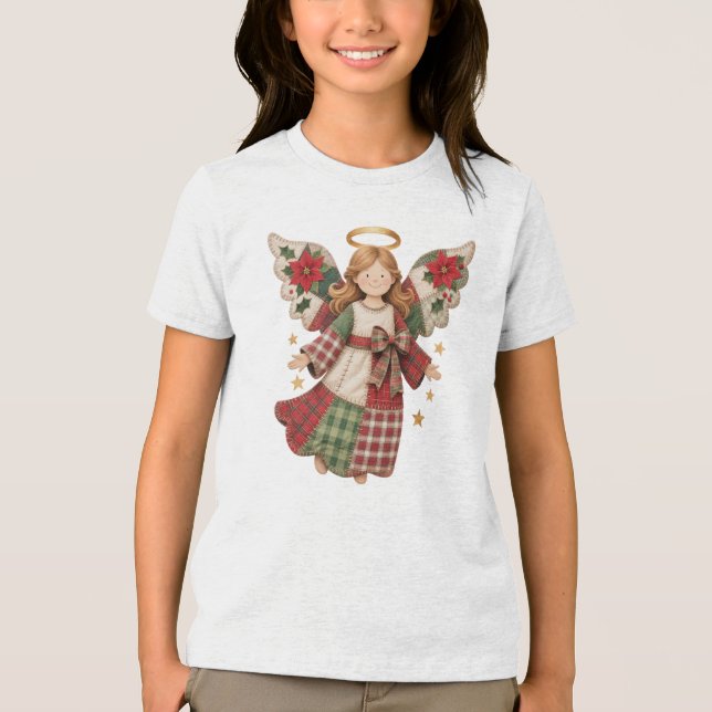 Christmas Angel with Golden Stars T Shirt (Framsida)