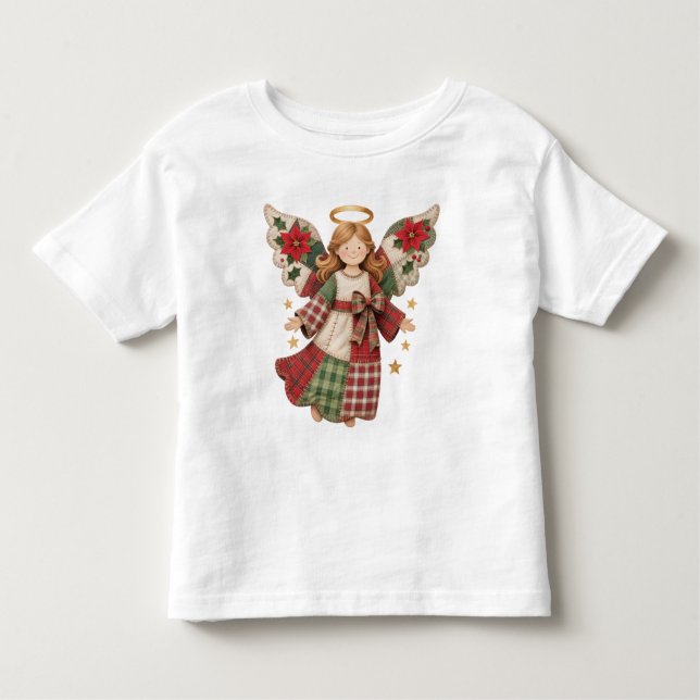 Christmas Angel with Golden Stars T Shirt (Framsida)