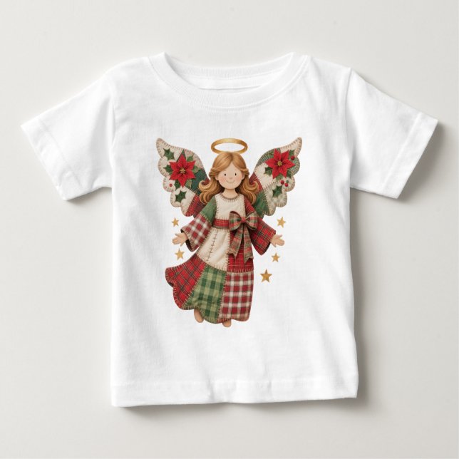 Christmas Angel with Golden Stars T Shirt (Framsida)