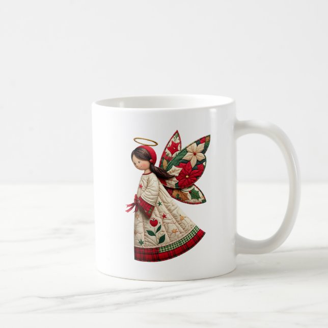 Christmas Angel with Holiday Flowers Kaffemugg (Höger)