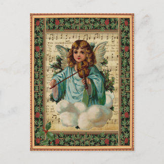 Christmas Angel with Violin Helg Vykort