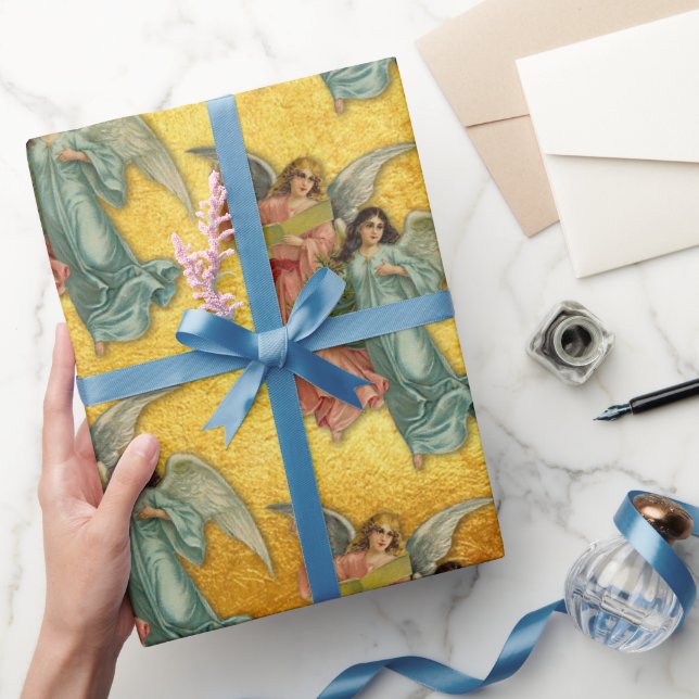 Christmas Angels Antique Victorian Gold Luxury Presentpapper (Gifting)