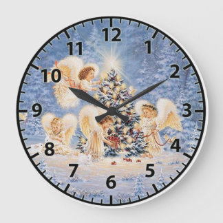 Christmas Angels Wall Clock Stor Klocka