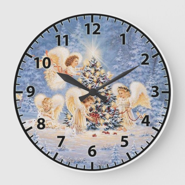 Christmas Angels Wall Clock Stor Klocka (Framsida)