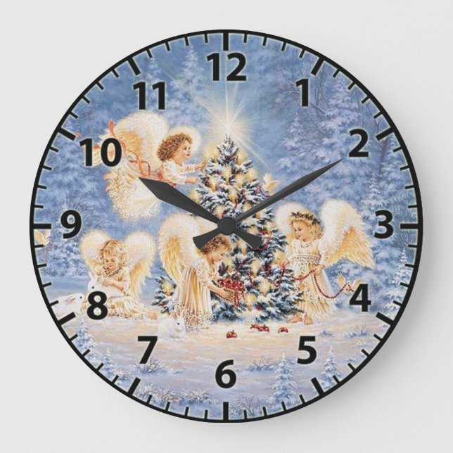 Christmas Angels Wall Clock Stor Klocka (Framsida)