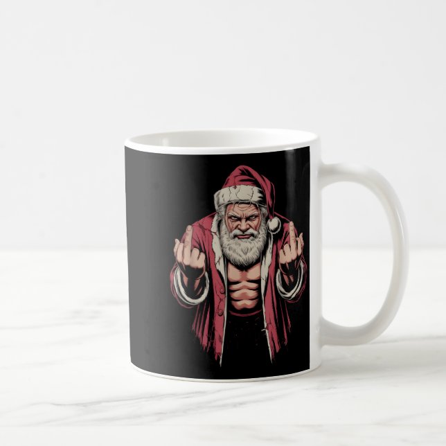 Christmas Angry Santa Middle Finger Sarcastic Xmas Kaffemugg (Höger)