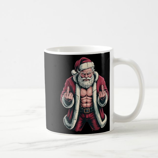 Christmas Angry Santa Middle Finger Sarcastic Xmas Kaffemugg (Höger)