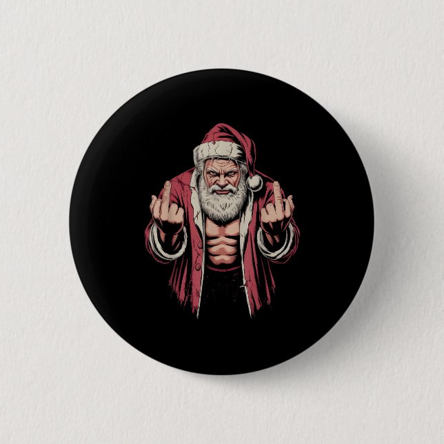Christmas Angry Santa Middle Finger Sarcastic Xmas Knapp (Framsida)