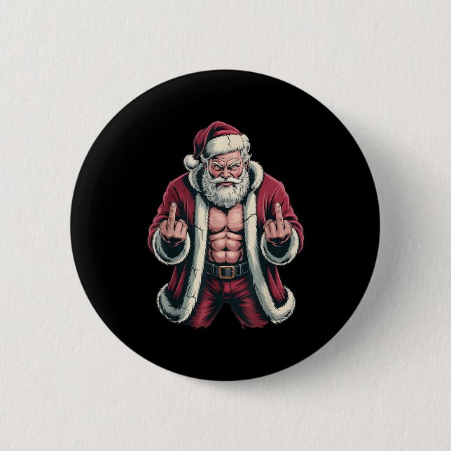 Christmas Angry Santa Middle Finger Sarcastic Xmas Knapp (Framsida)