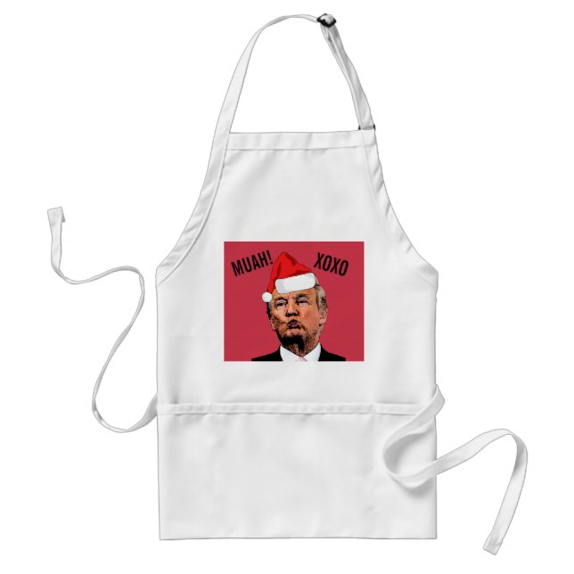CHRISTMAS APRONS, DONALD TRUMP KISS VUXEN APRON FÖRKLÄDE (Framsidan)