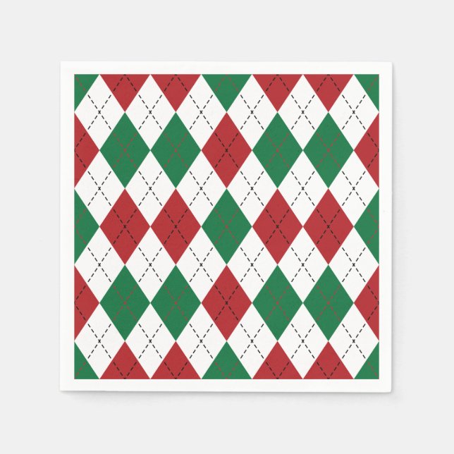 Christmas Argyle Pattern Napkins Pappersservett (Framsidan)