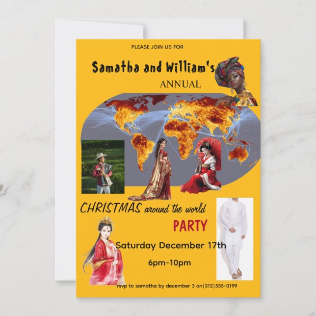 Christmas Around The World Party Invitation Inbjudningar (Framsida)