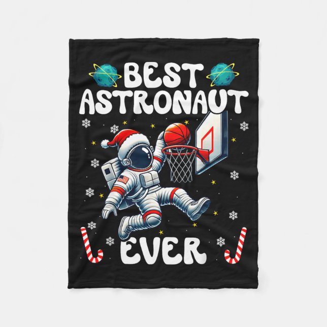 Christmas Astronaut Ever Santa Hat Snowflakes Cand Fleecefilt (Framsidan)