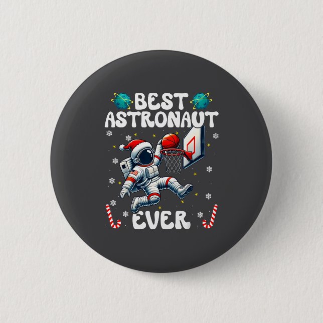 Christmas Astronaut Ever Santa Hat Snowflakes Cand Knapp (Framsida)