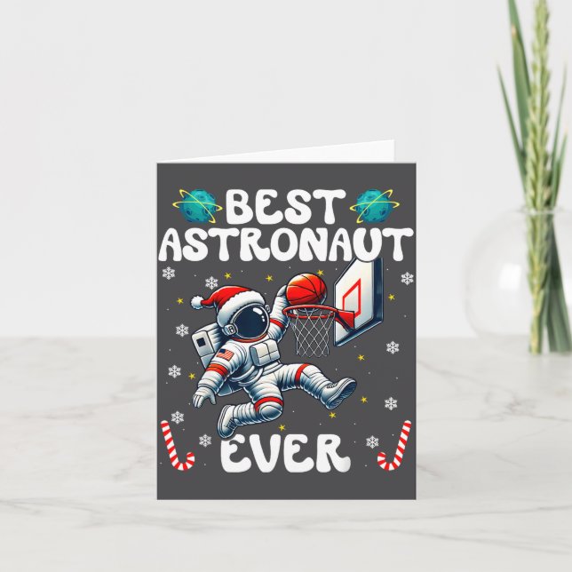Christmas Astronaut Ever Santa Hat Snowflakes Cand Kort (Framsida)