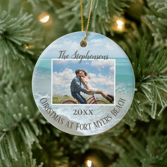 Christmas at the Beach Ornament Family Photo (Träd)