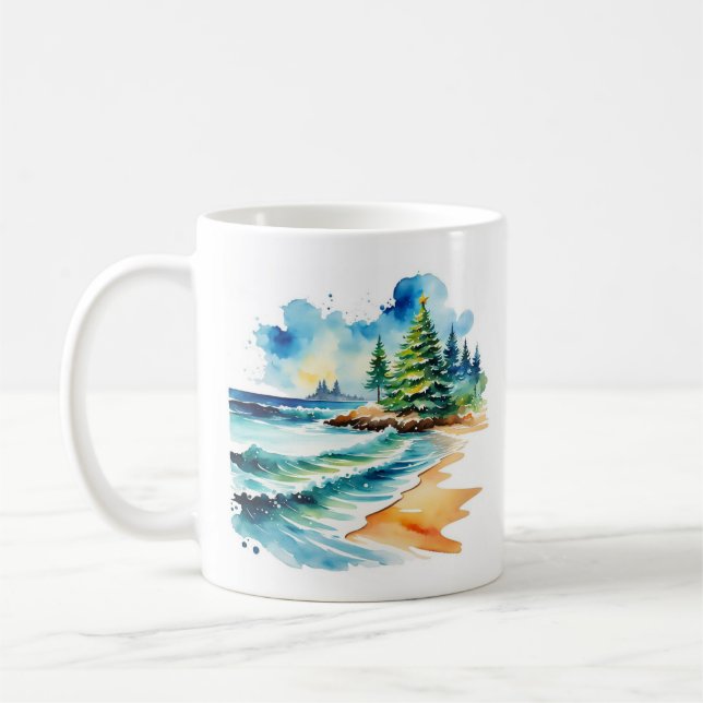 Christmas at the Beach Personalized Mug Kaffemugg (Vänster)