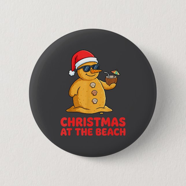 Christmas At The Beach Shirt Funny Sandman Trocal  Knapp (Framsida)
