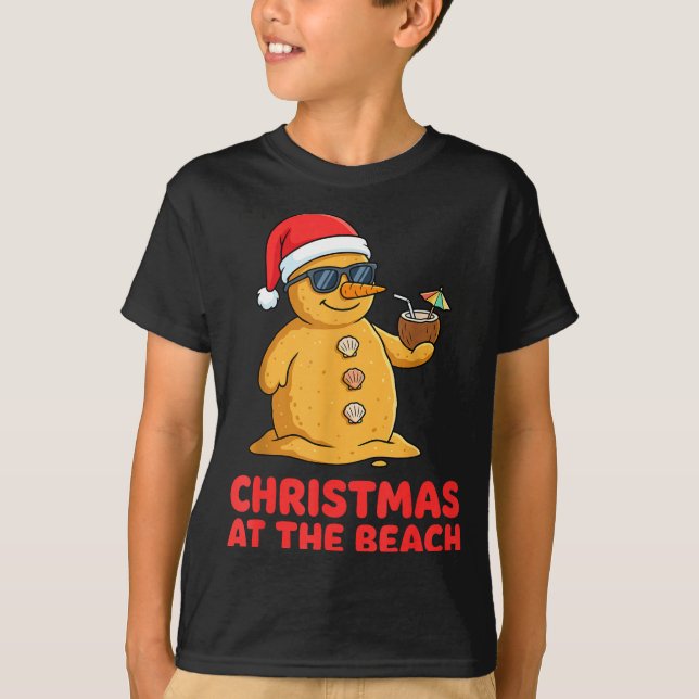Christmas At The Beach Shirt Funny Sandman Trocal  T Shirt (Framsida)