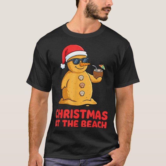 Christmas At The Beach Shirt Funny Sandman Trocal  T Shirt (Framsida)