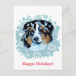CHRISTMAS AUSTRALIAN SHEPHERD HELG VYKORT