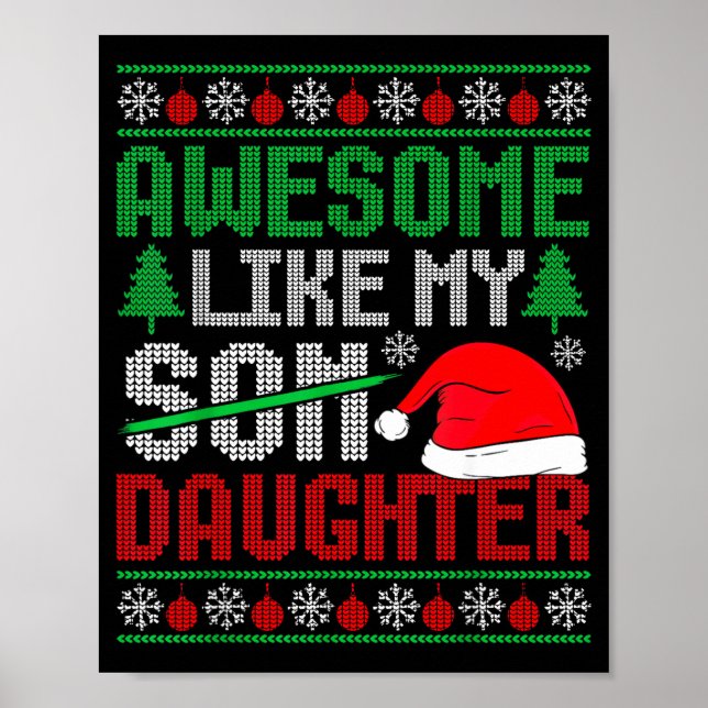 Christmas Awesome Like My Daughter Santa Hat Ugly  Poster (Framsidan)