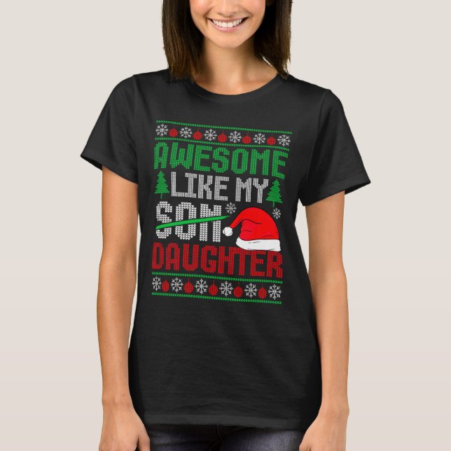 Christmas Awesome Like My Daughter Santa Hat Ugly  T Shirt (Framsida)