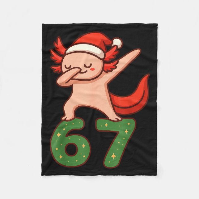 Christmas Axolotl Dabbing 67 Meme Six Seven Funny  Fleecefilt (Framsidan)