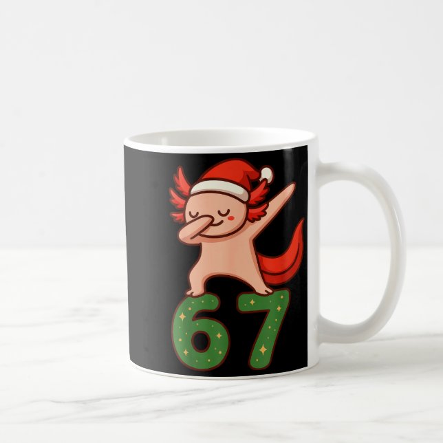 Christmas Axolotl Dabbing 67 Meme Six Seven Funny  Kaffemugg (Höger)