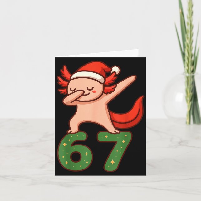 Christmas Axolotl Dabbing 67 Meme Six Seven Funny  Kort (Framsida)