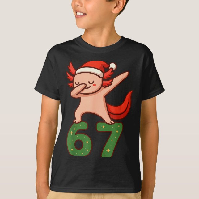 Christmas Axolotl Dabbing 67 Meme Six Seven Funny  T Shirt (Framsida)