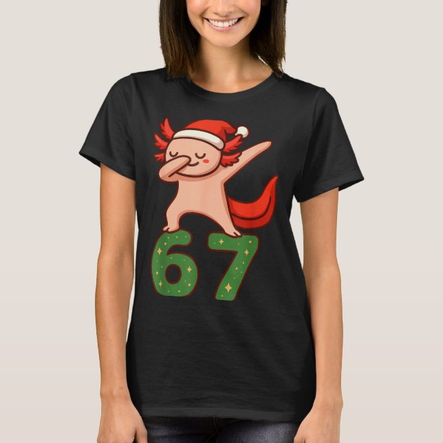 Christmas Axolotl Dabbing 67 Meme Six Seven Funny  T Shirt (Framsida)