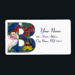 CHRISTMAS B BREV / JULTOMTEN MED RED RIBBON FRAKTSEDEL<br><div class="desc">B inledande brev, fet julklapp.Färgfull,  vismisk och konstnärlig akrylmålning inför jul. Jultomten,  snövinter-natten med blommigt,  kratt,  röda buskar,  grönt dekorativa växter,  rött rosett band,  hollbär,  marionetter och leksaker i snö av Bulgan Lumini (c) com</div>