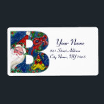 CHRISTMAS B BREV / JULTOMTEN MED RED RIBBON FRAKTSEDEL<br><div class="desc">B inledande brev, fet julklapp.Färgfull,  vismisk och konstnärlig akrylmålning inför jul. Jultomten,  snövinter-natten med blommigt,  kratt,  röda buskar,  grönt dekorativa växter,  rött rosett band,  hollbär,  marionetter och leksaker i snö av Bulgan Lumini (c) com</div>