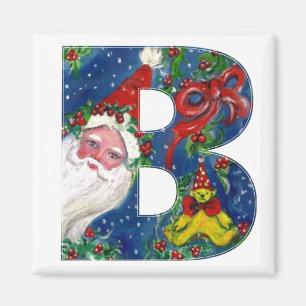 CHRISTMAS B BREV / SANTA RED RIBBON MONOGRAM MAGNET