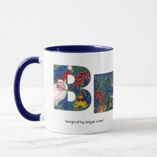 CHRISTMAS B BREV / SANTA RED RIBBON MONOGRAM MUGG