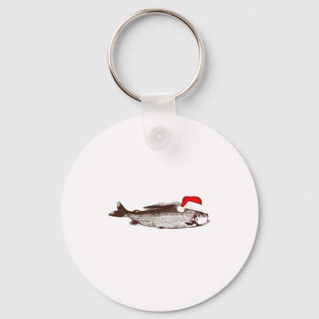 Christmas B Fishing Wearing Santa Hat  Nyckelring (Framsida)
