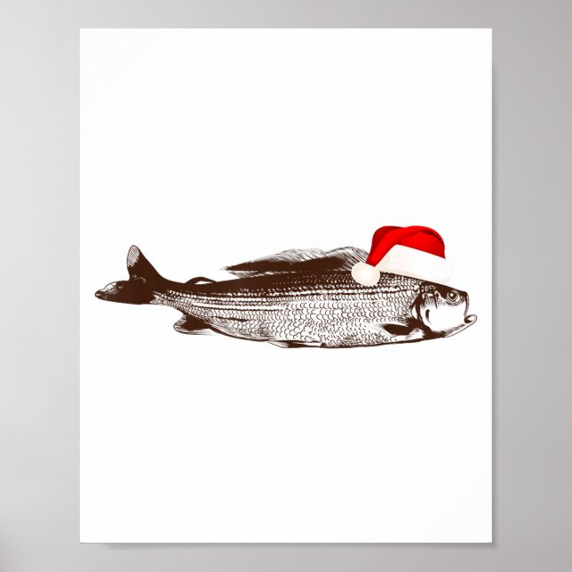 Christmas B Fishing Wearing Santa Hat  Poster (Framsidan)