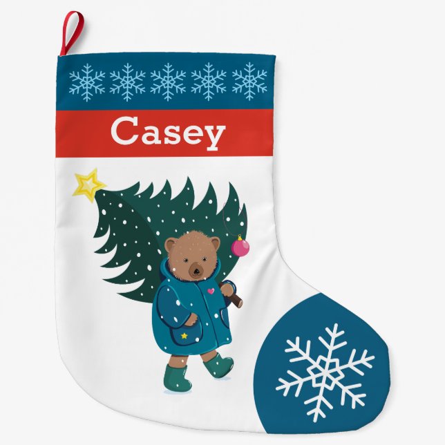 Christmas Baby Bear Christmas Tree Snowflakes.  La Stor Julstrumpa (Framsidan)