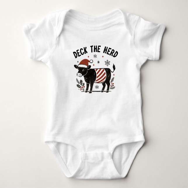Christmas Baby Beltie Farmer Belted Galloway Cow T Shirt (Framsida)