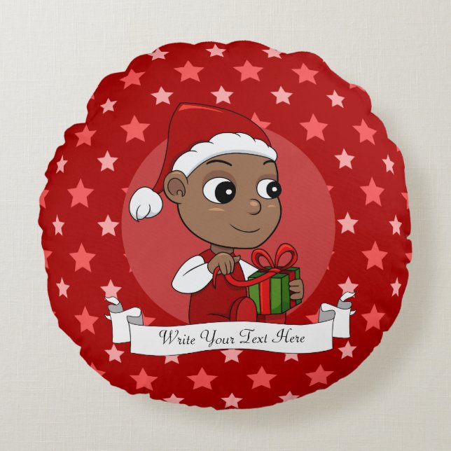 Christmas baby cartoon round pillow rund kudde (Framsidan)